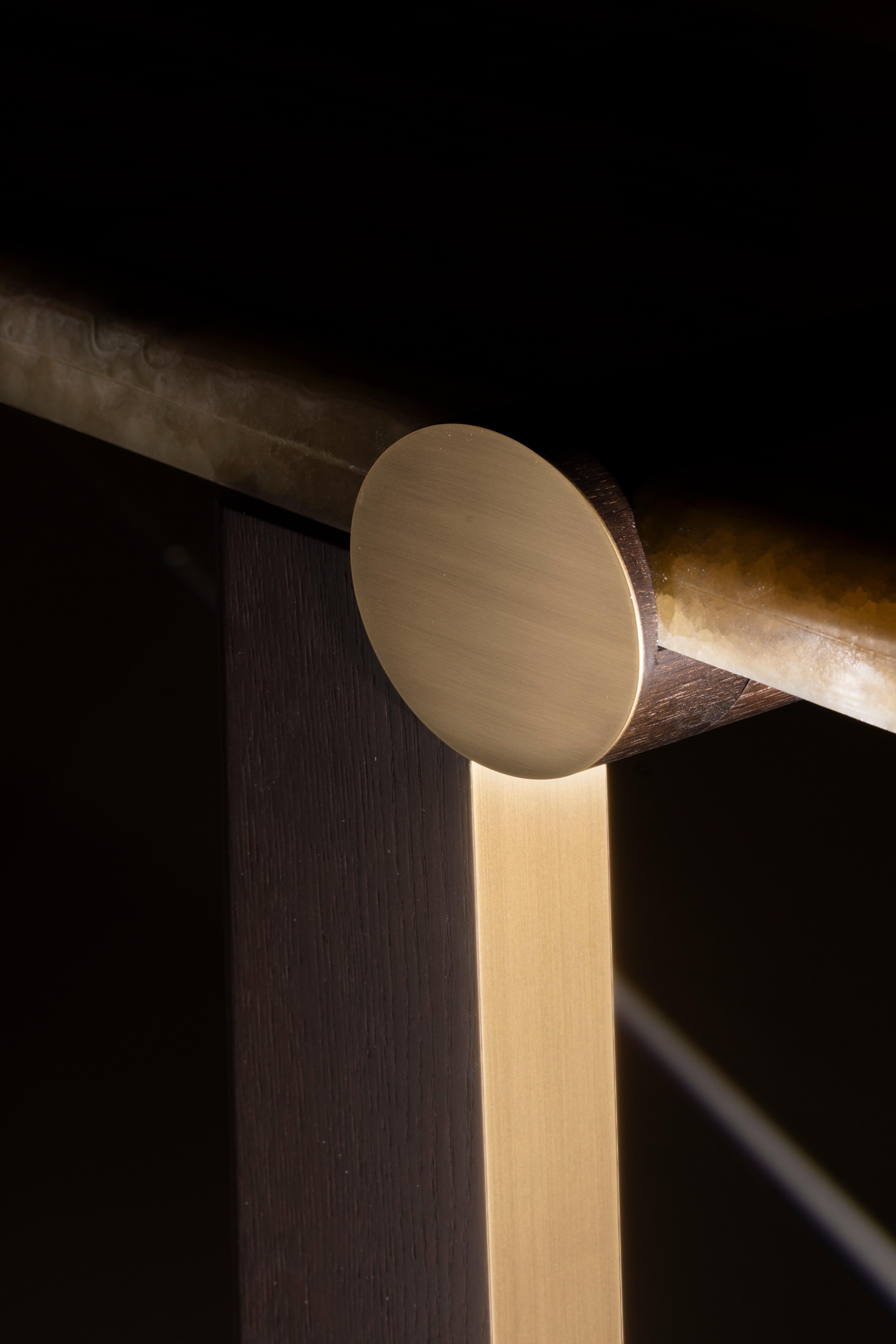 Modern Mira Console Table, Onyx Miel, Brass, Handmade in Portugal by Greenapple For Sale 14