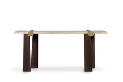 Tavolo consolle moderno Mira, Onice Miel, Ottone, Fatto a mano in Portogallo da Greenapple