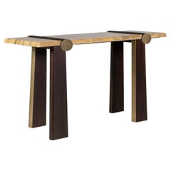 Mira Konsolentisch Contemporary, Messing, Onyx Miel, Handgefertigt von Greenapple