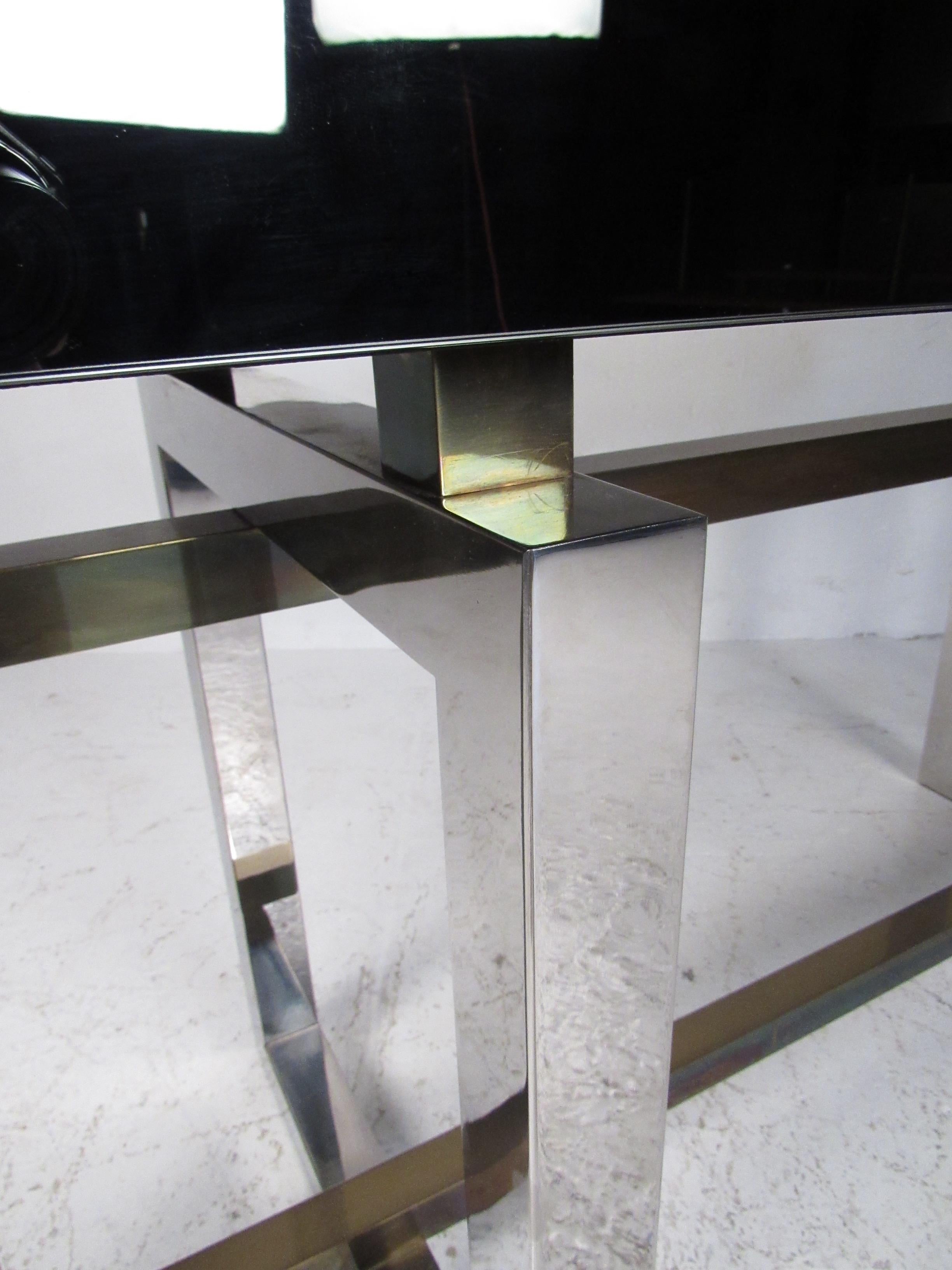 Modern Mirror and Brass Finish Console Table 5