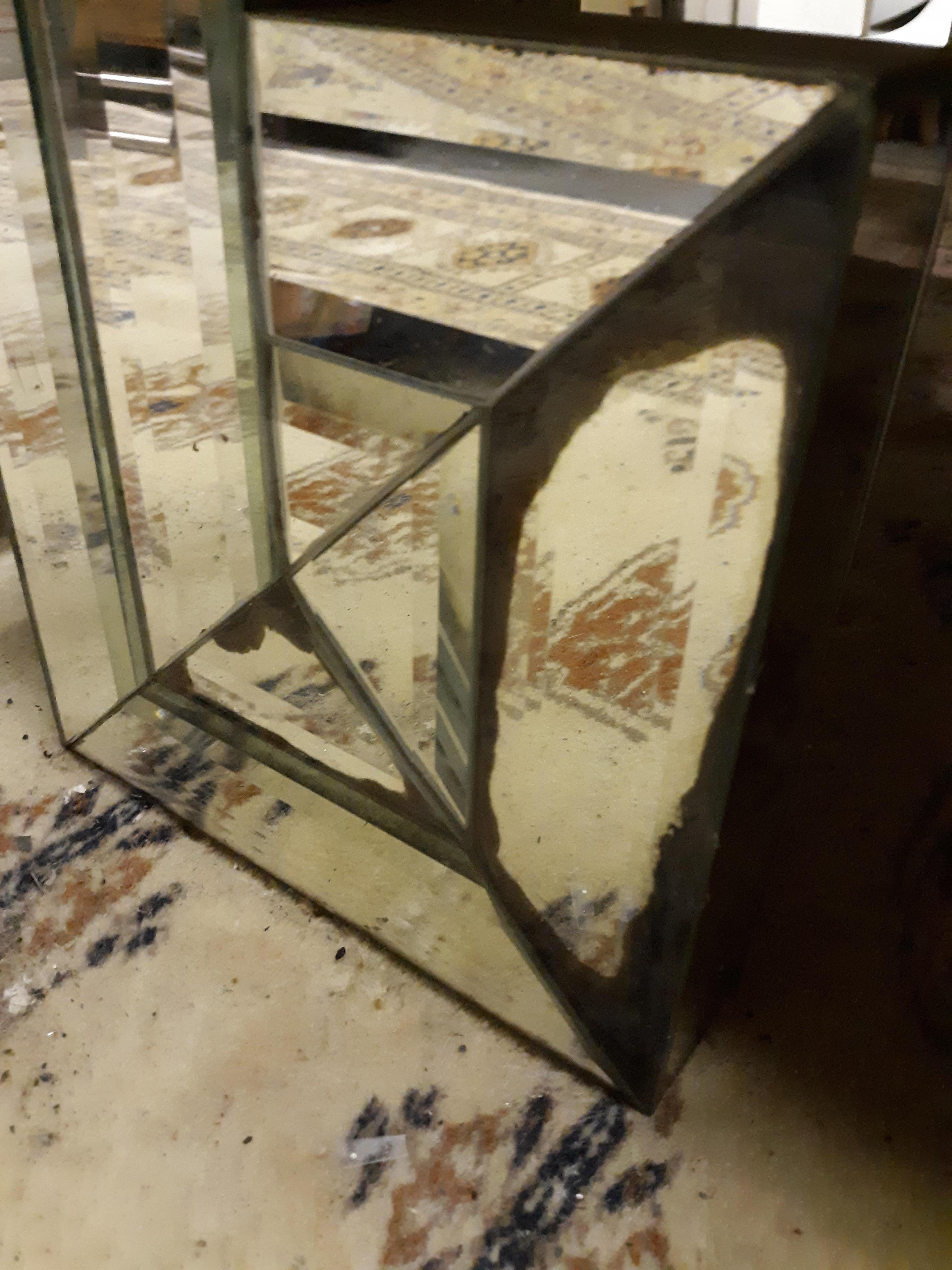 Modern Mirror and Glass Coffee Table For Sale 3