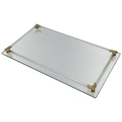 Modern Mirror Glass and Brass Vanity Tray