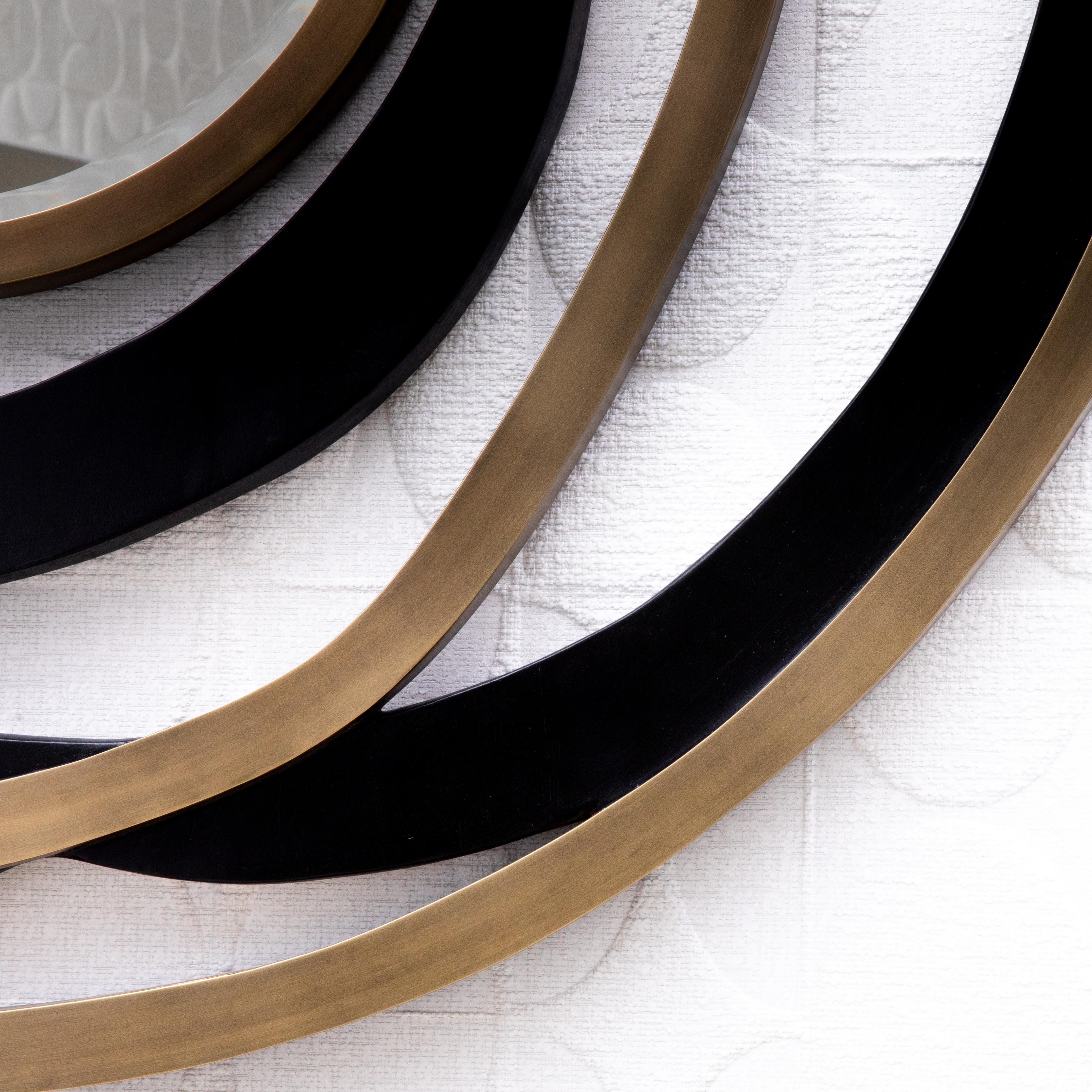 Specchio moderno in Oak nero e ottone patinato bronzo di KIFU Paris In condizioni Nuovo in vendita a West Hollywood, CA