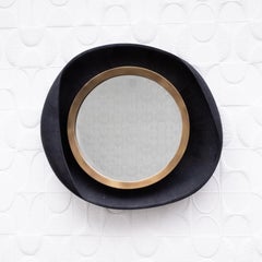 Modern Mirror in Black Shagreen with Bronze Patina Brass Details by R&Y Augousti