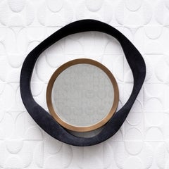 Modern Mirror in Black Shagreen with Bronze Patina Brass Details by R&Y Augousti