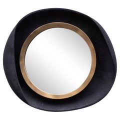 Modern Mirror in Black Shagreen with Bronze Patina Brass Details by R&Y Augousti