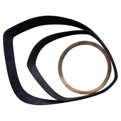 Modern Mirror in Black Shagreen with Bronze Patina Brass Details by R&Y Augousti