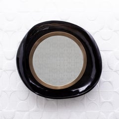 Modern Mirror in Black Shell with Bronze Patina Brass by R&Y Augousti
