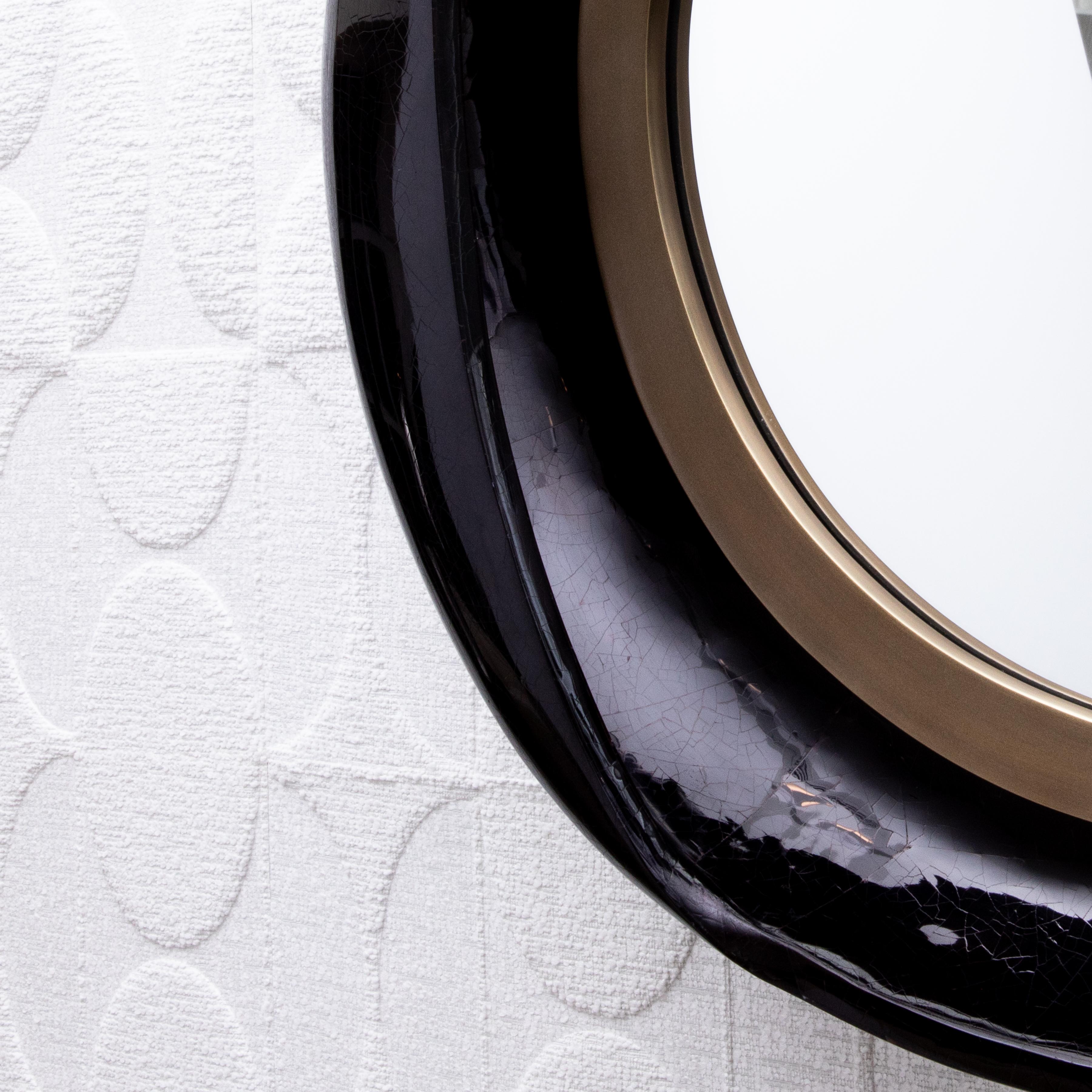 Modernity Mirror in Black Shell with Bronze Patina Brass by R&Y Augousti Neuf - En vente à West Hollywood, CA
