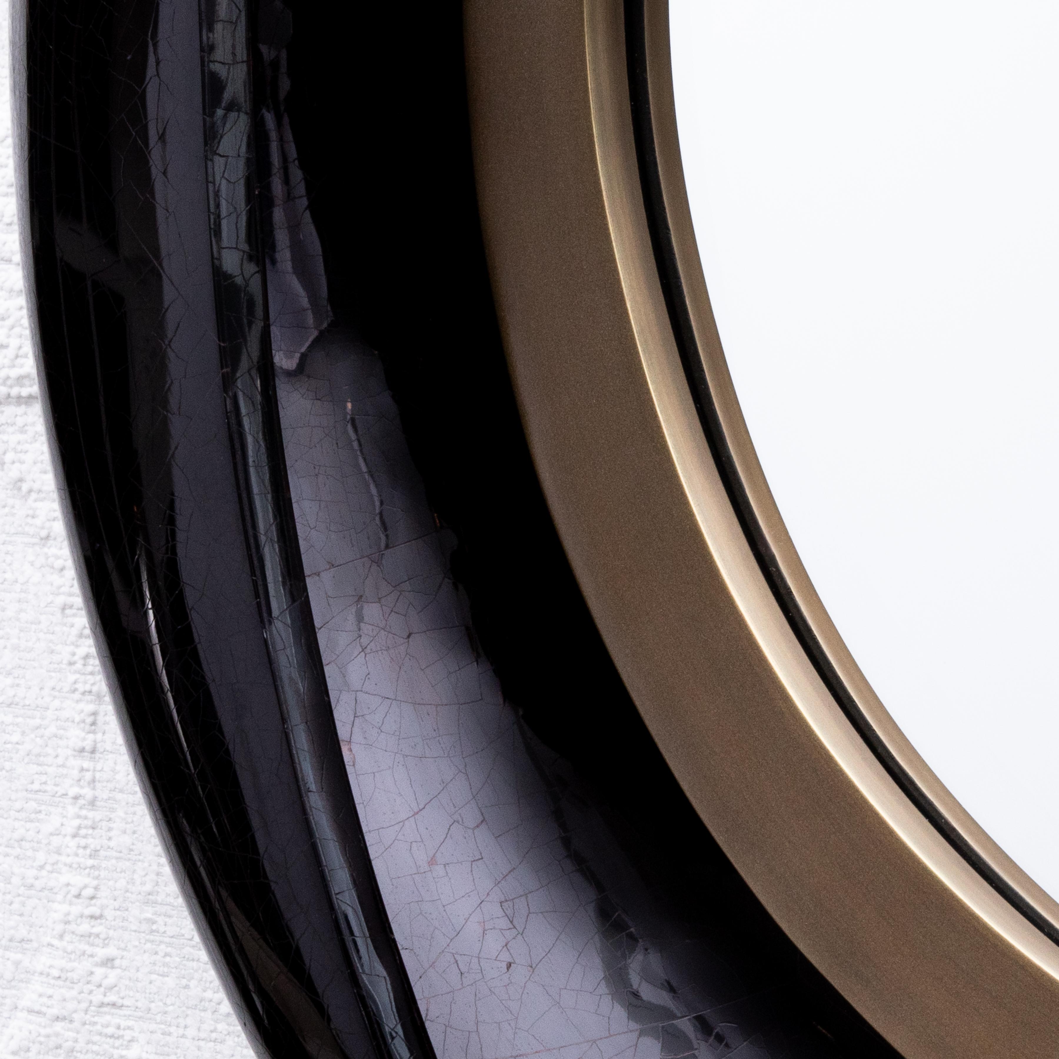 Modernity Mirror in Black Shell with Bronze Patina Brass by R&Y Augousti en vente 1