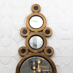 Miroir moderne en laiton avec détails en galuchat et quartz de R&Y Augousti
