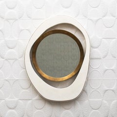 Moderner Spiegel in cremefarbenem Chagrin von R&Y Augousti
