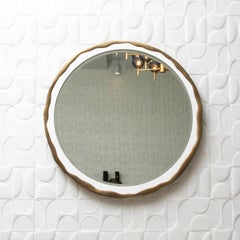 Modern Mirror in White Shagreen with Bronze Patina Brass Details by R&Y Augousti