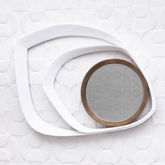Modern Mirror in White Shagreen with Bronze Patina Brass Details by R&Y Augousti