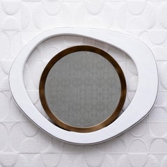 Modern Mirror in White Shagreen with Bronze Patina Brass Details by R&Y Augousti