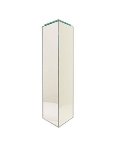 Modern Mirror Pedestal Stand with Detailed Glass Top