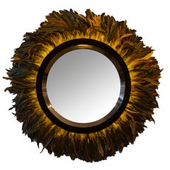 Plumelle Mirror - Natural Coque Tail Feather Trim