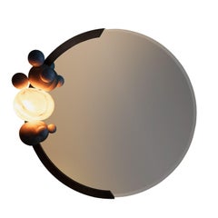 21st Century Modern Wall Mirror White Marble Spheres With Incorporated Light