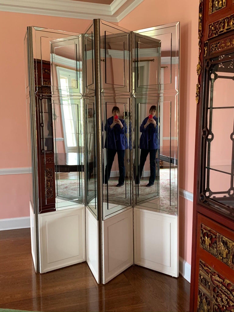 Modern Mirrored Folding Screen Room Divider at 1stDibs
