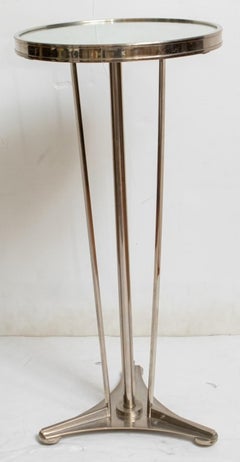 Modern Mirrored Pedestal Side Table