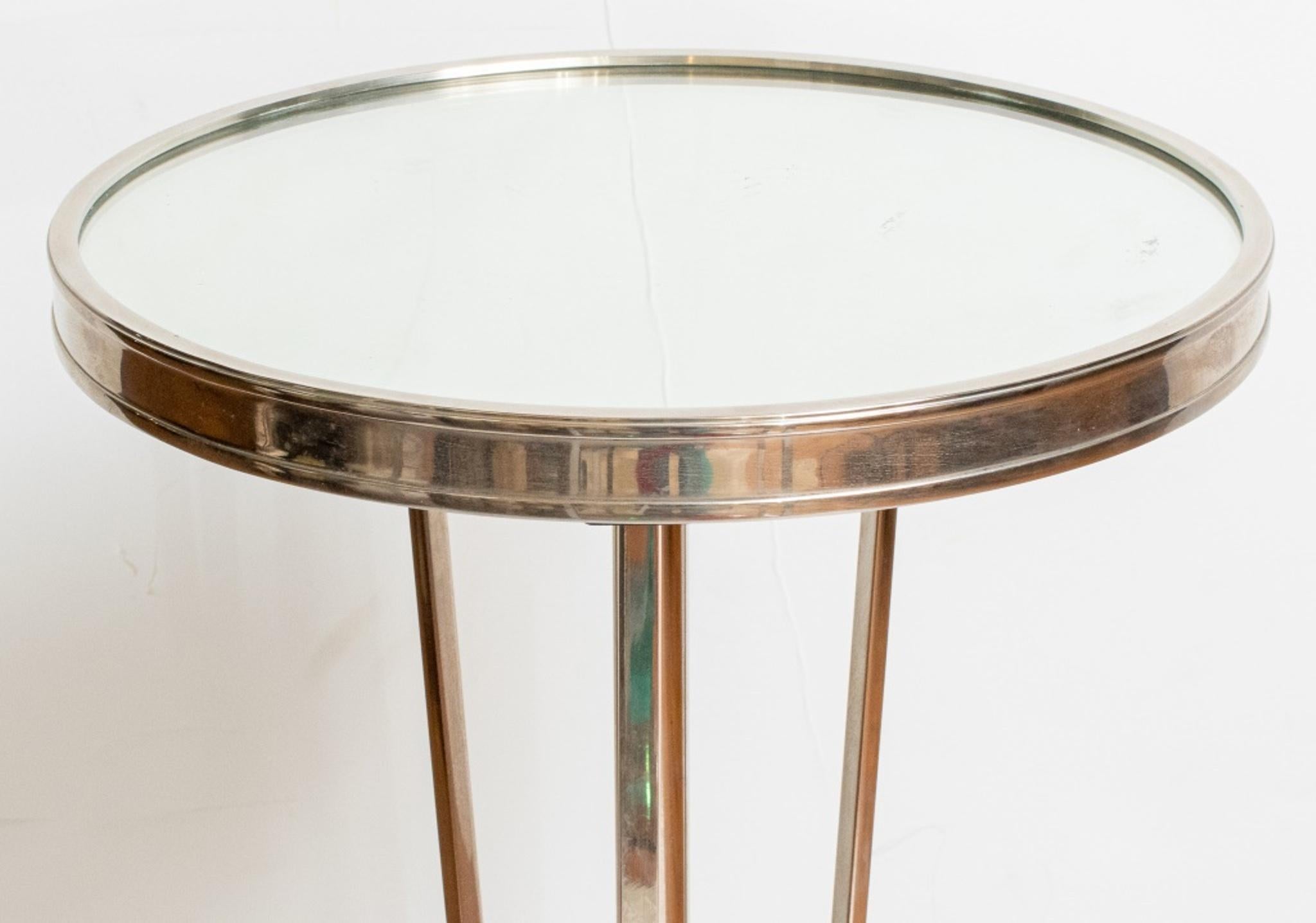 Modern Mirrored Pedestal Side Table In Good Condition For Sale In New York, NY