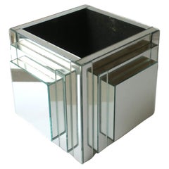 Vintage Modern Mirrored Planter Cachepot Jardinière, circa 1970s