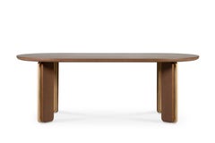 Mesa de comedor moderna desparejada, roble macizo, latón, hecha a mano en Portugal por Greenapple