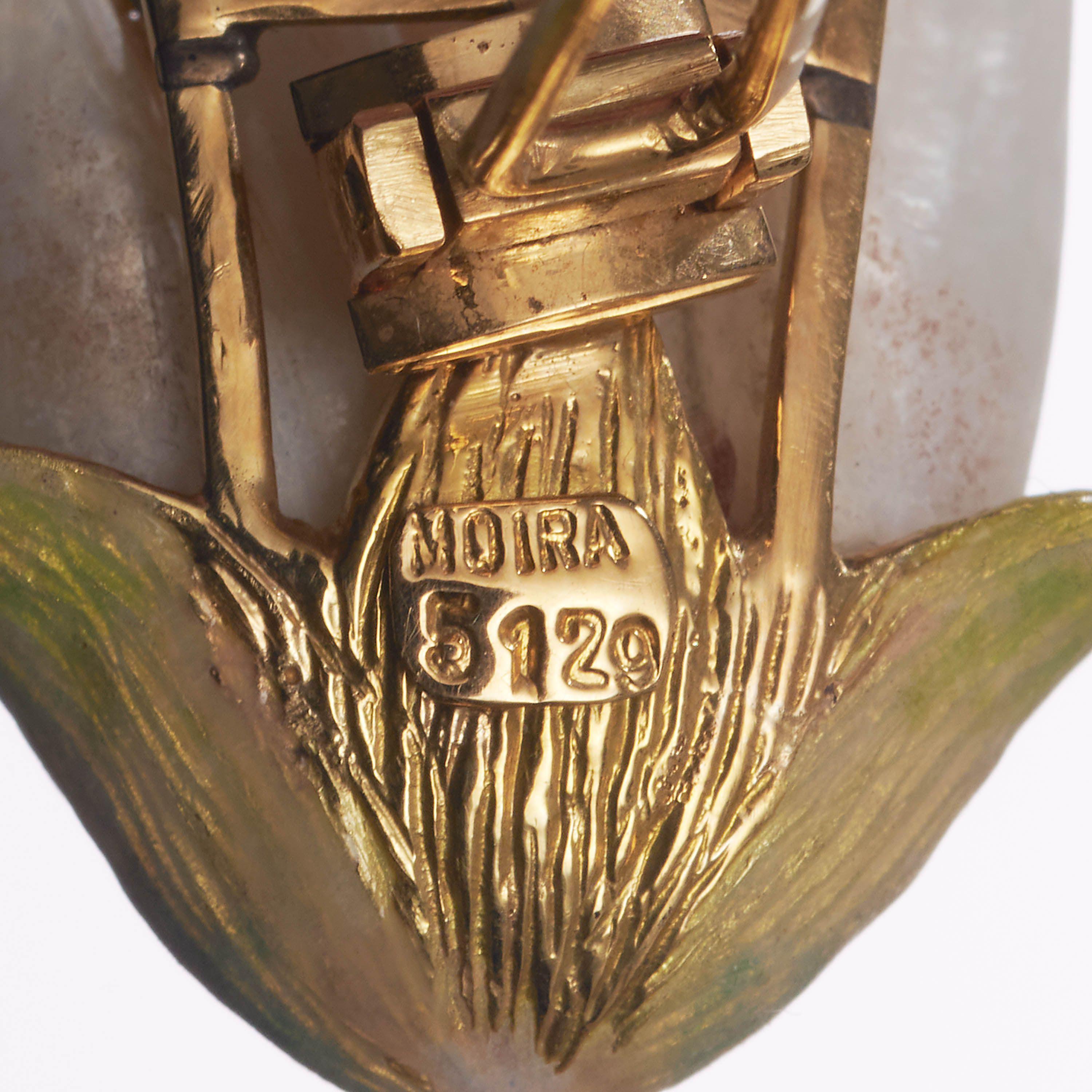 Moderne Mississippi-Blumenbrosche aus Perlen, Diamanten, Emaille, Gold und Silber Damen im Angebot