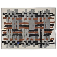 Modern Mixed-Media Torn Paper Collage Gray and Brown by Robert Kidd