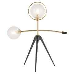 Modern Mobile Table Lamp Brass Frosted Glass Handmade in Portugal by Greenapple