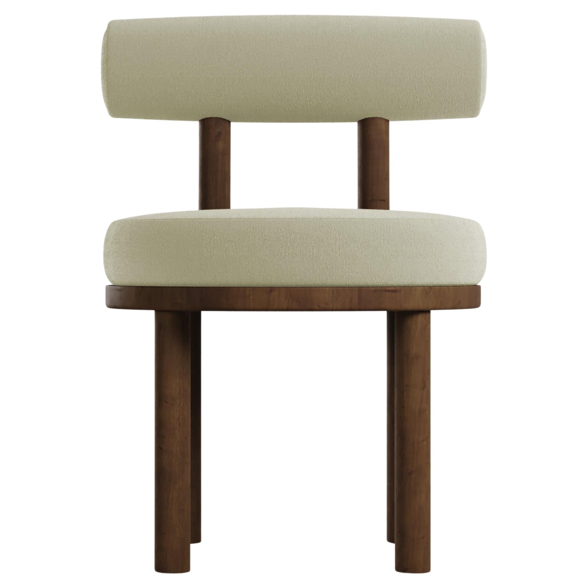Modern Moca Chair in bouclé Beige & Smoked Oak Made in Portugal by Collector For Sale