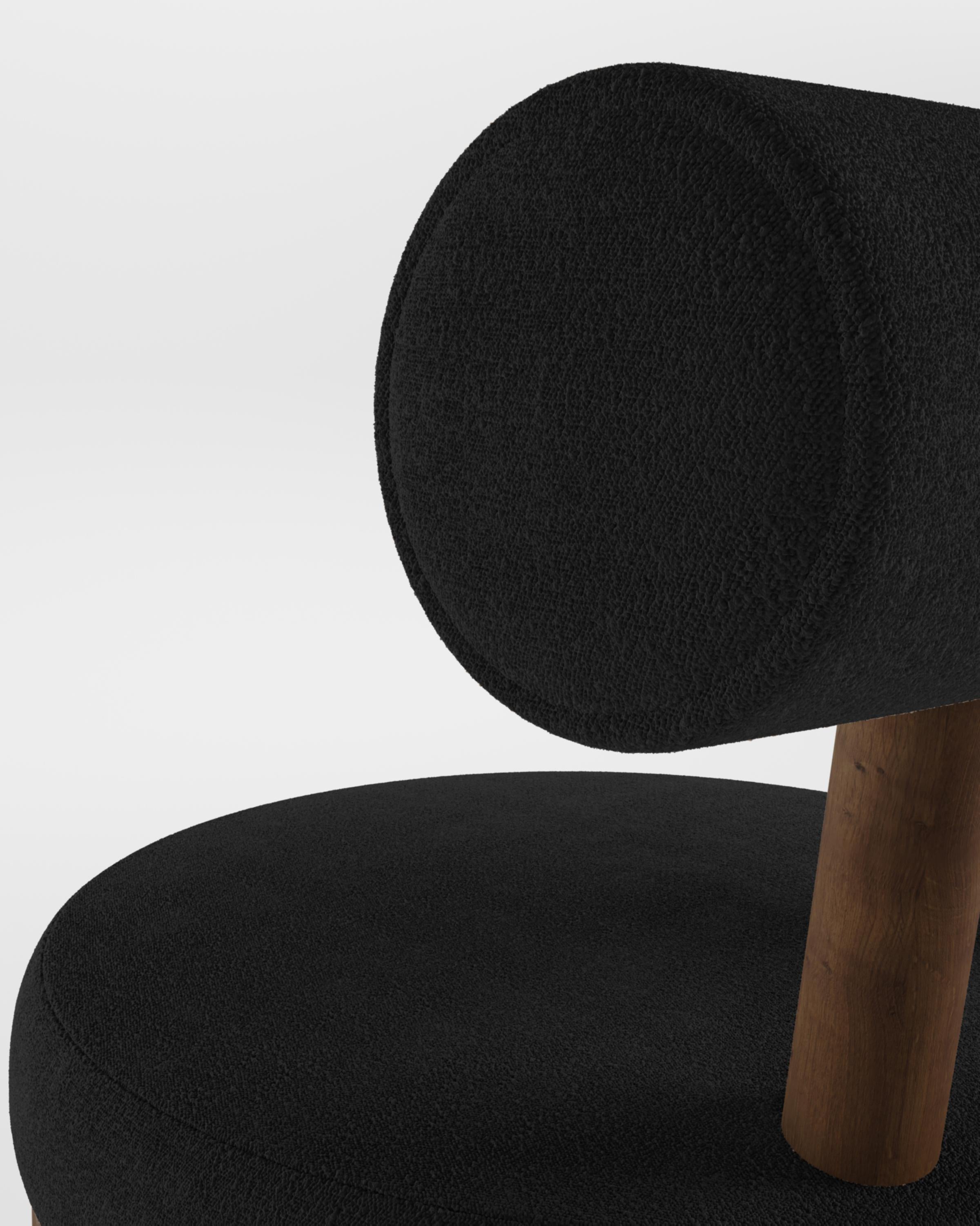 Modern Moca Chair in Boucle Black & Smoked Oak by Collector In New Condition For Sale In Castelo da Maia, PT