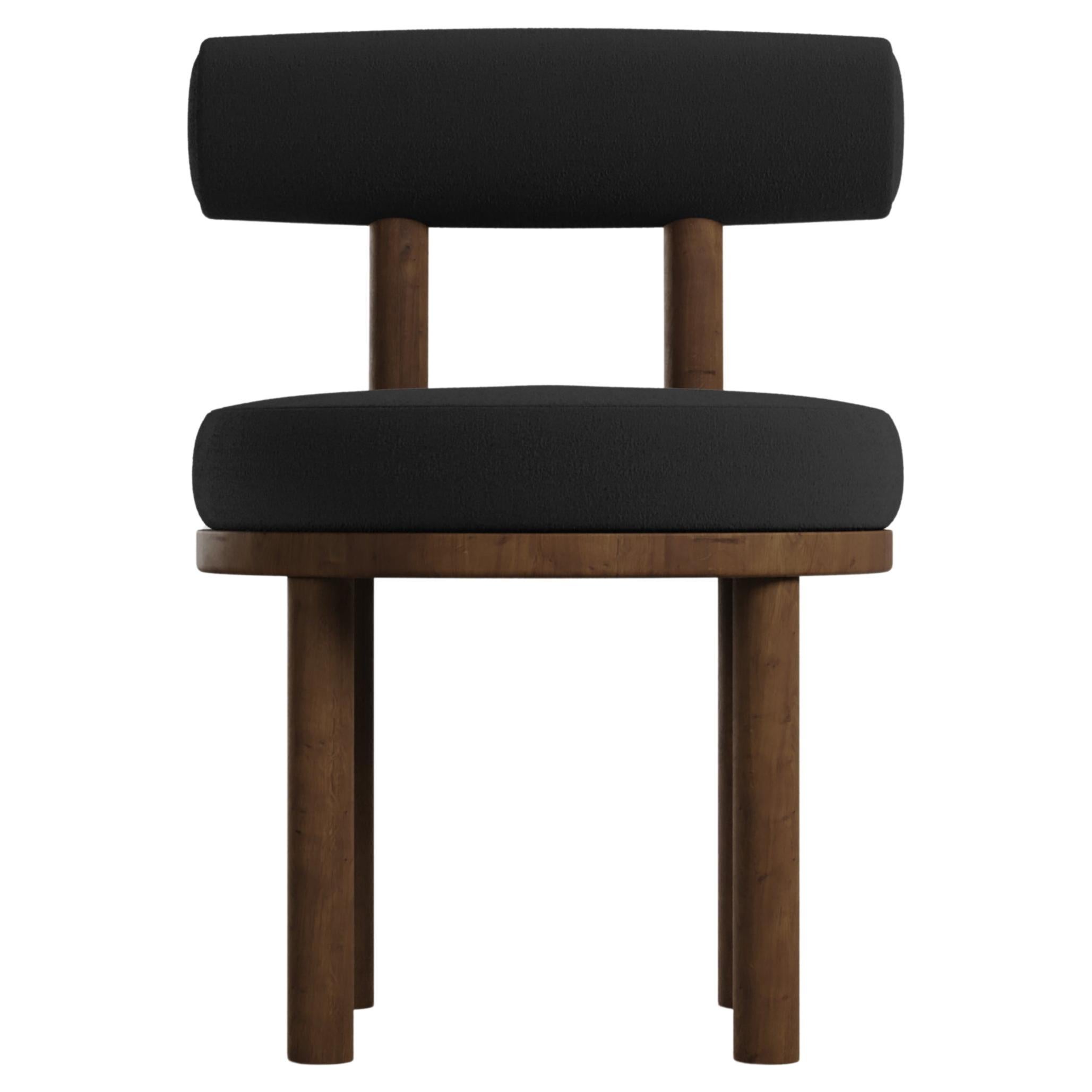 Modern Moca Chair in Boucle Black & Smoked Oak by Collector
