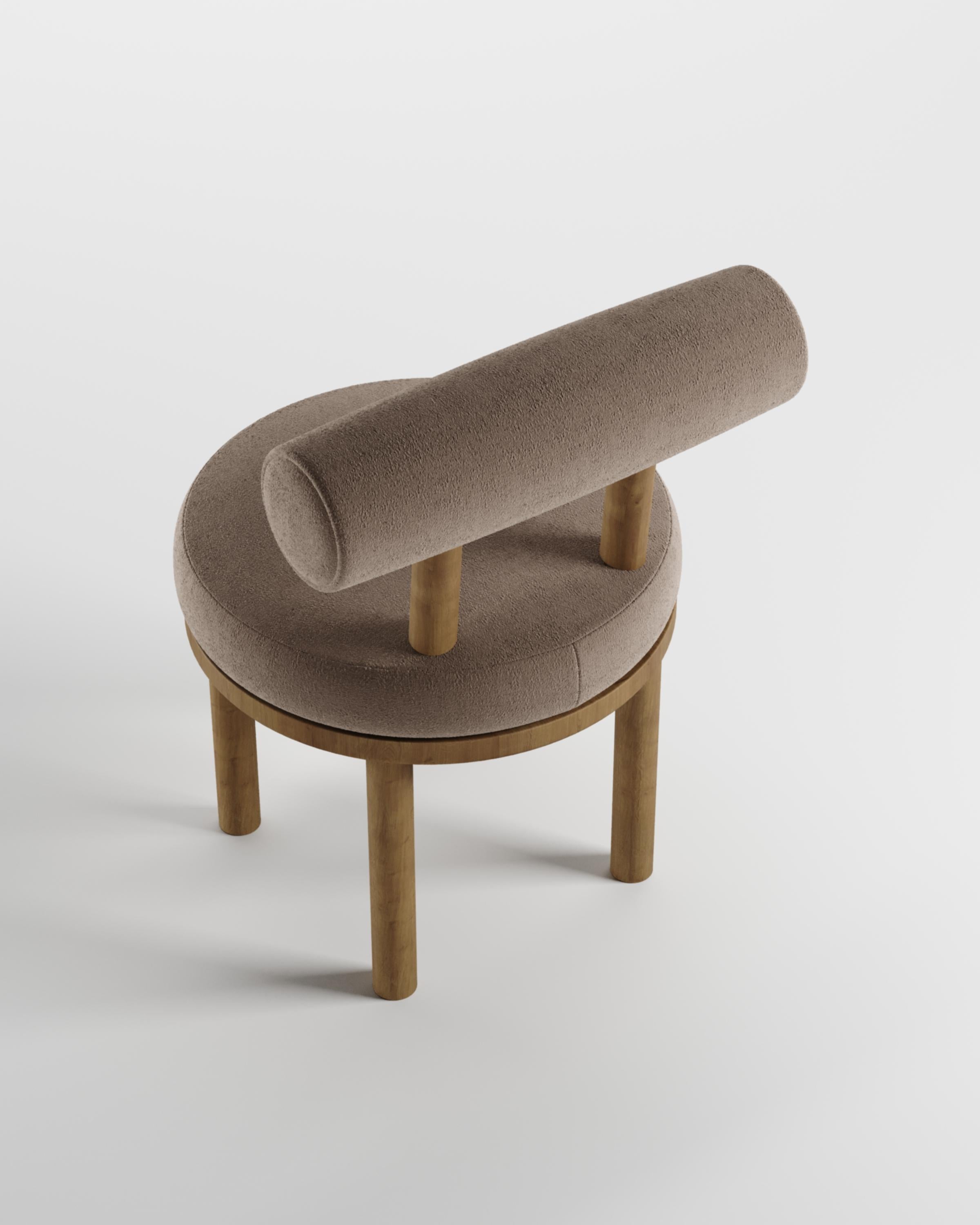 Modern Moca Chair in Boucle Brown & Oak Made in Portugal by Collector In New Condition For Sale In Castelo da Maia, PT