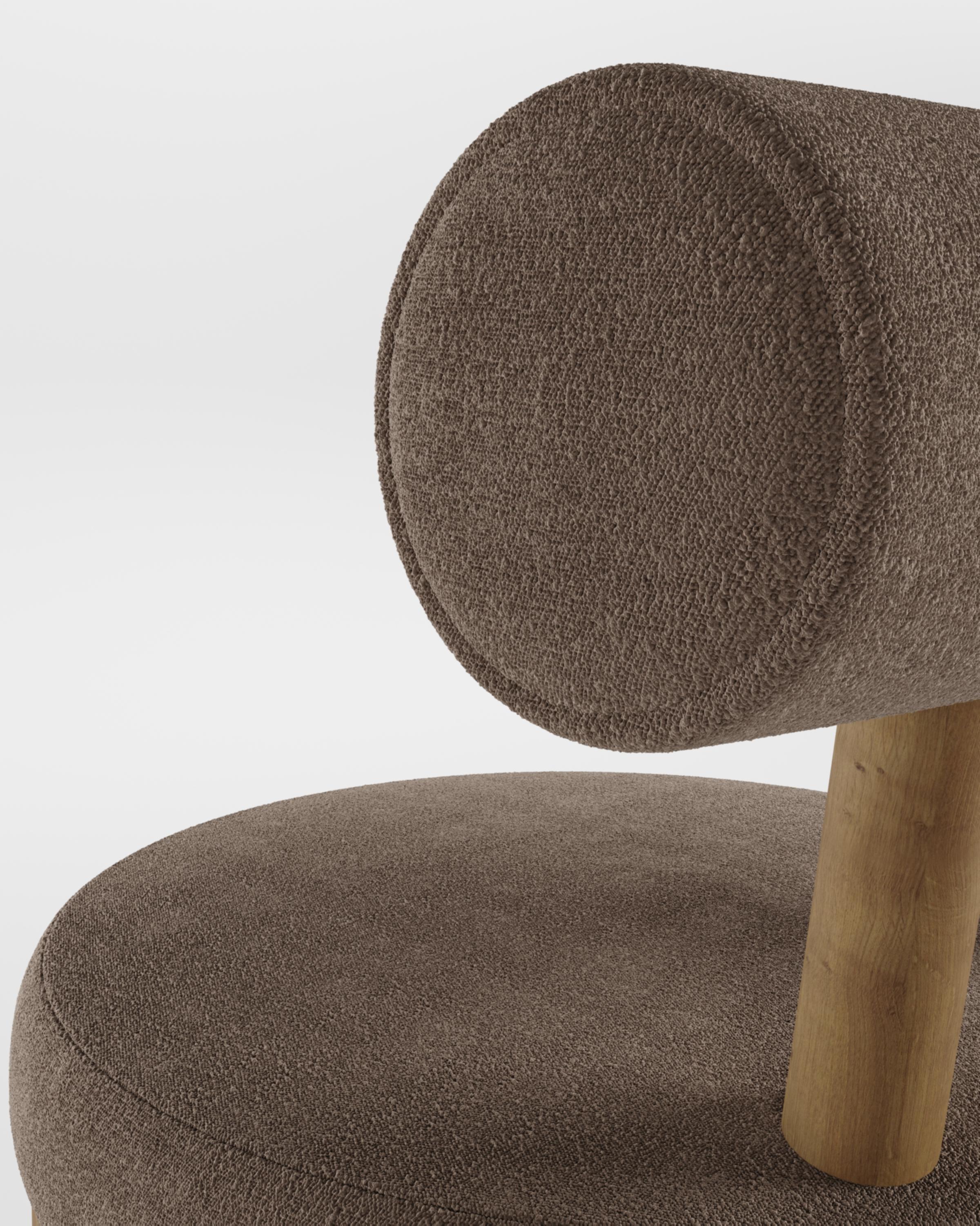 Contemporary Modern Moca Chair in Boucle Brown & Oak Made in Portugal by Collector For Sale