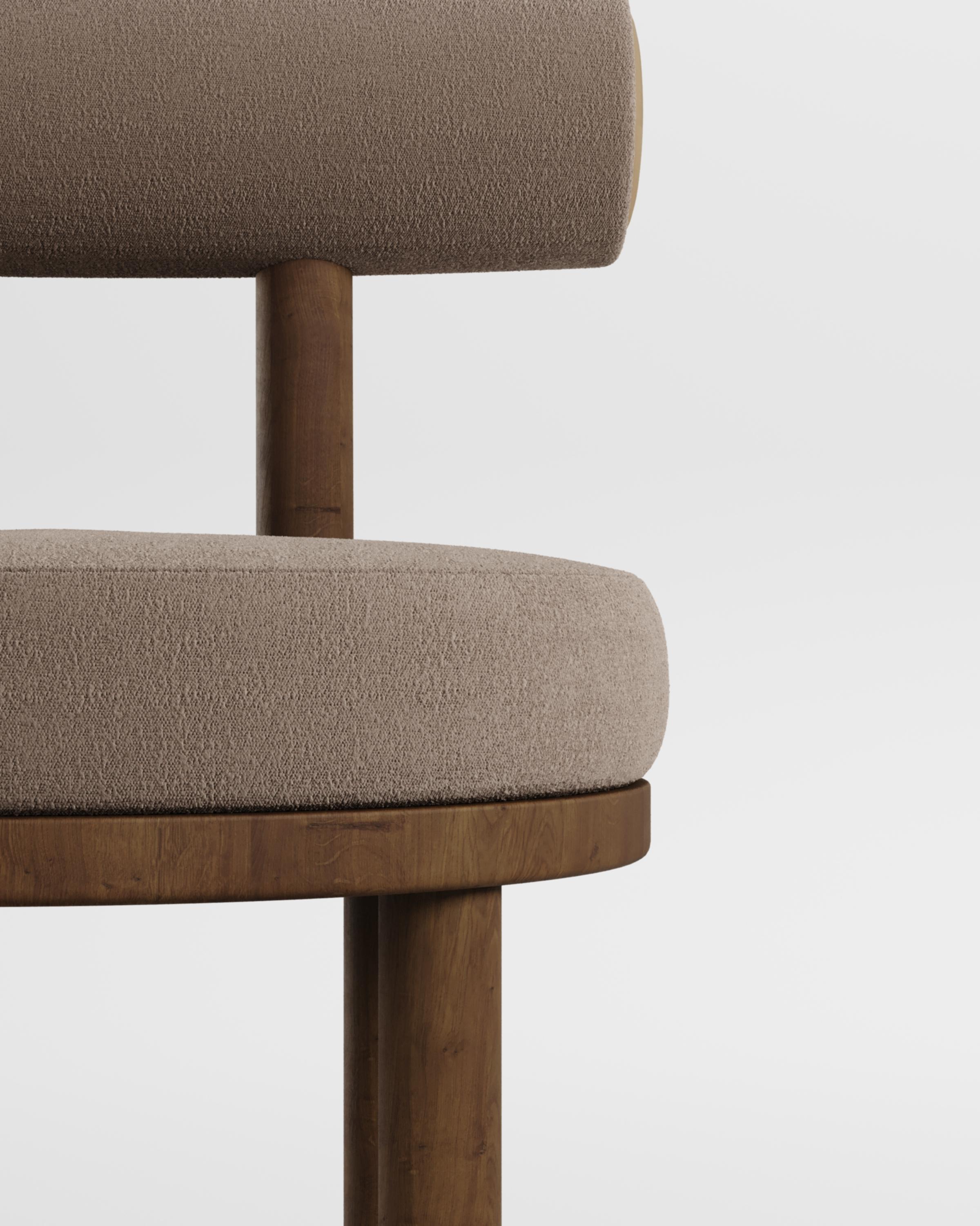 Contemporary Modern Moca Chair in Bouclé Brown & Smoked Oak Made in Portugal by Collector For Sale