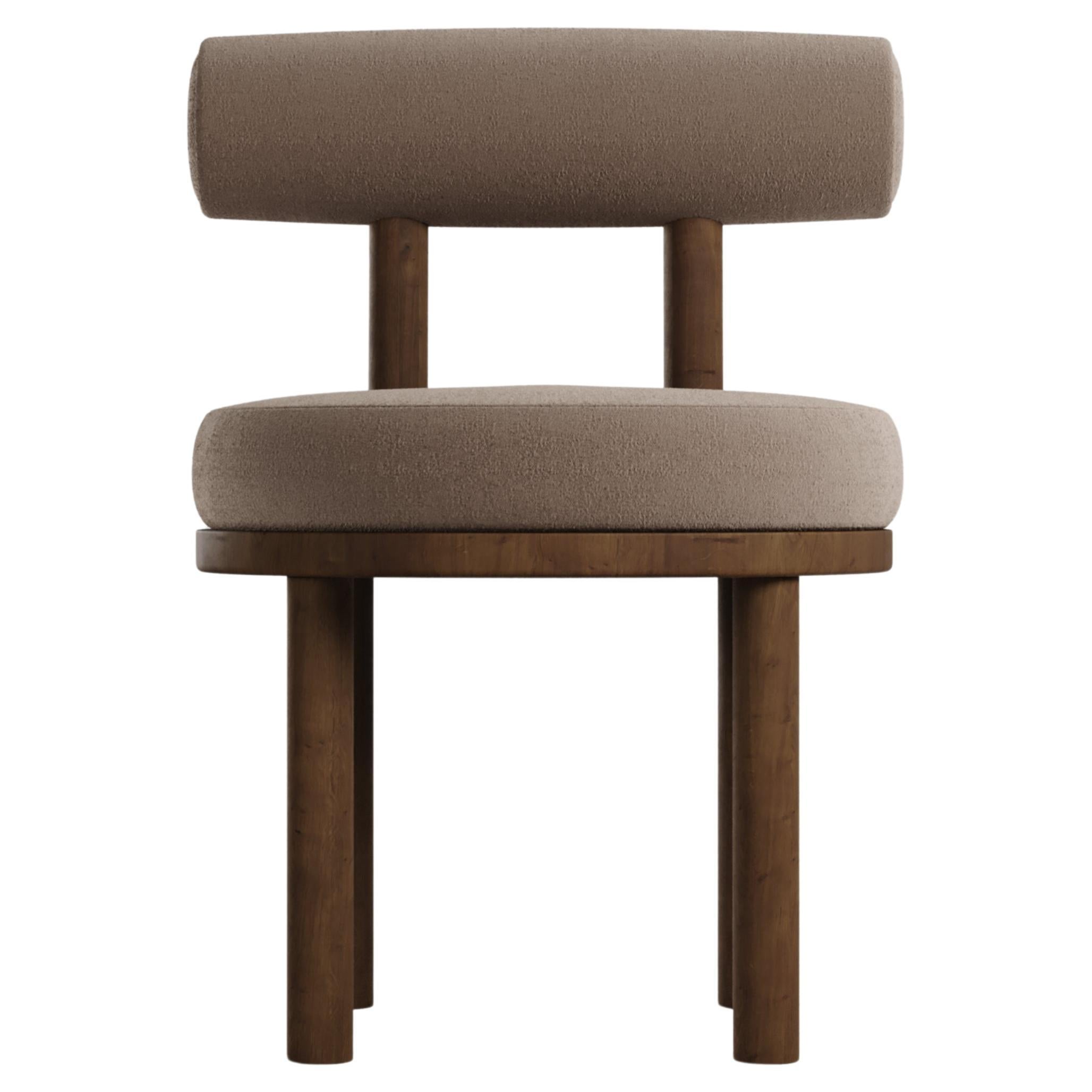 Modern Moca Chair in Bouclé Brown & Smoked Oak Made in Portugal by Collector For Sale