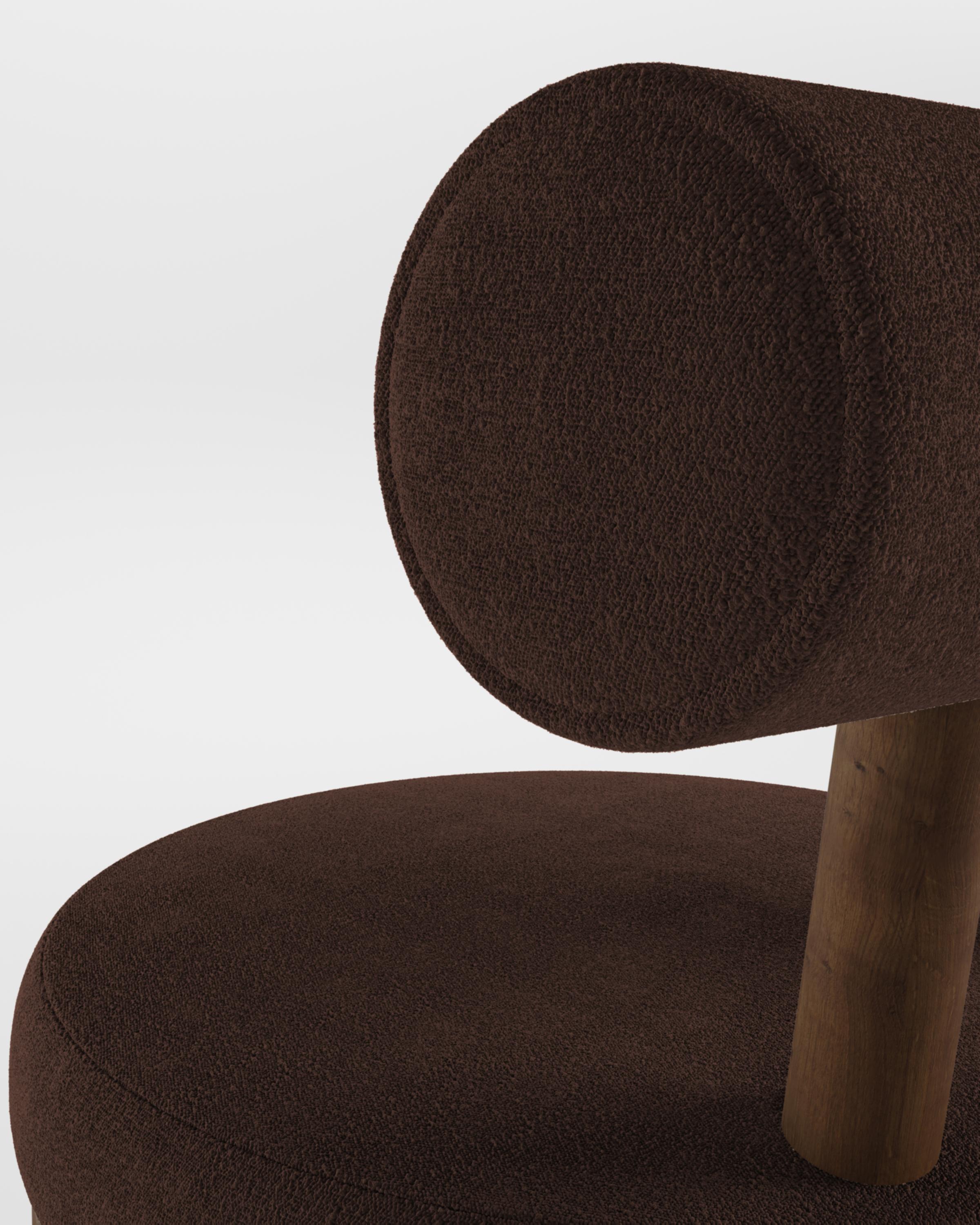 Modern Moca Chair in bouclé Dark Brown & Smoked Oak by Collector In New Condition For Sale In Castelo da Maia, PT