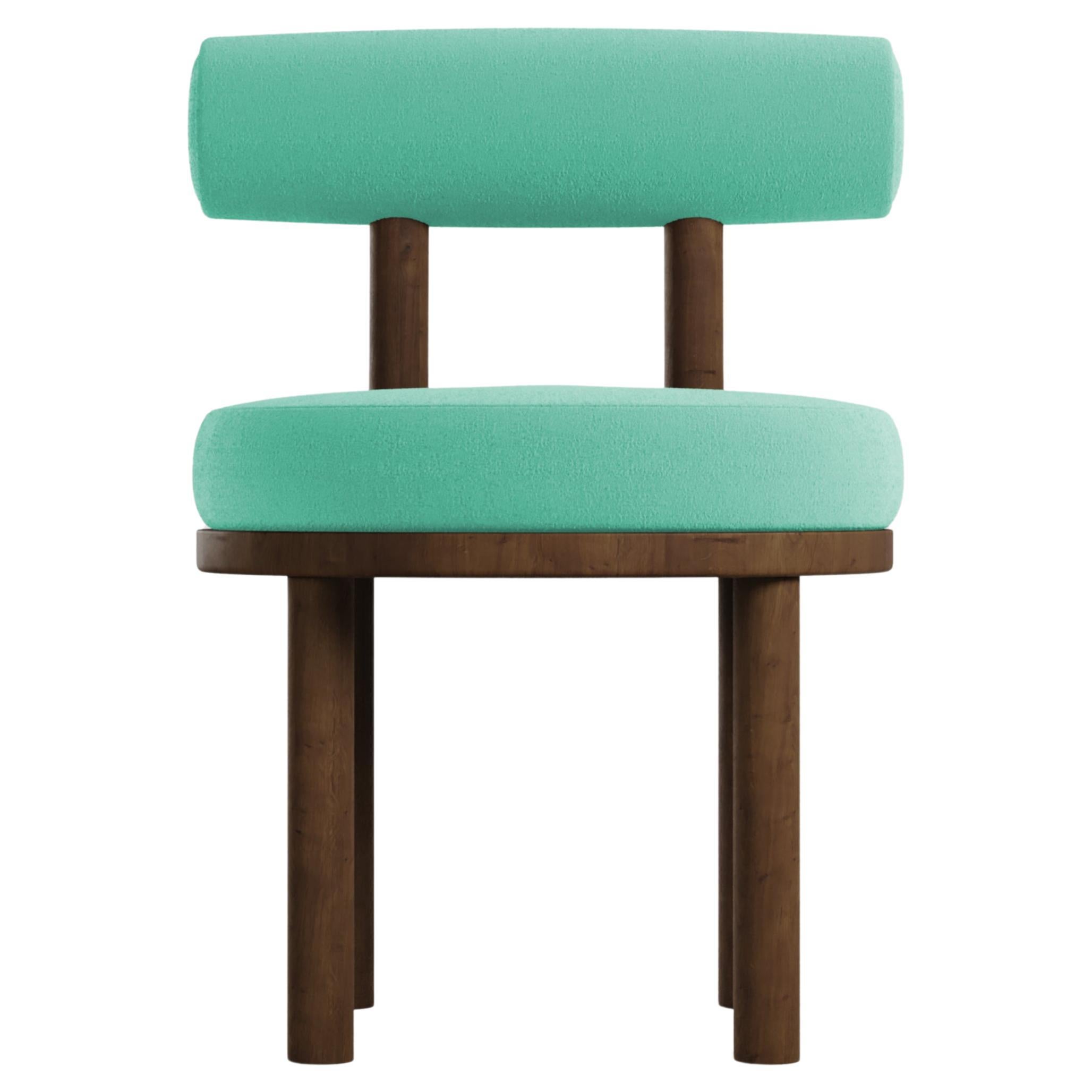 Modern Moca Chair in Boucle Light Blue & Smoked Oak by Collector