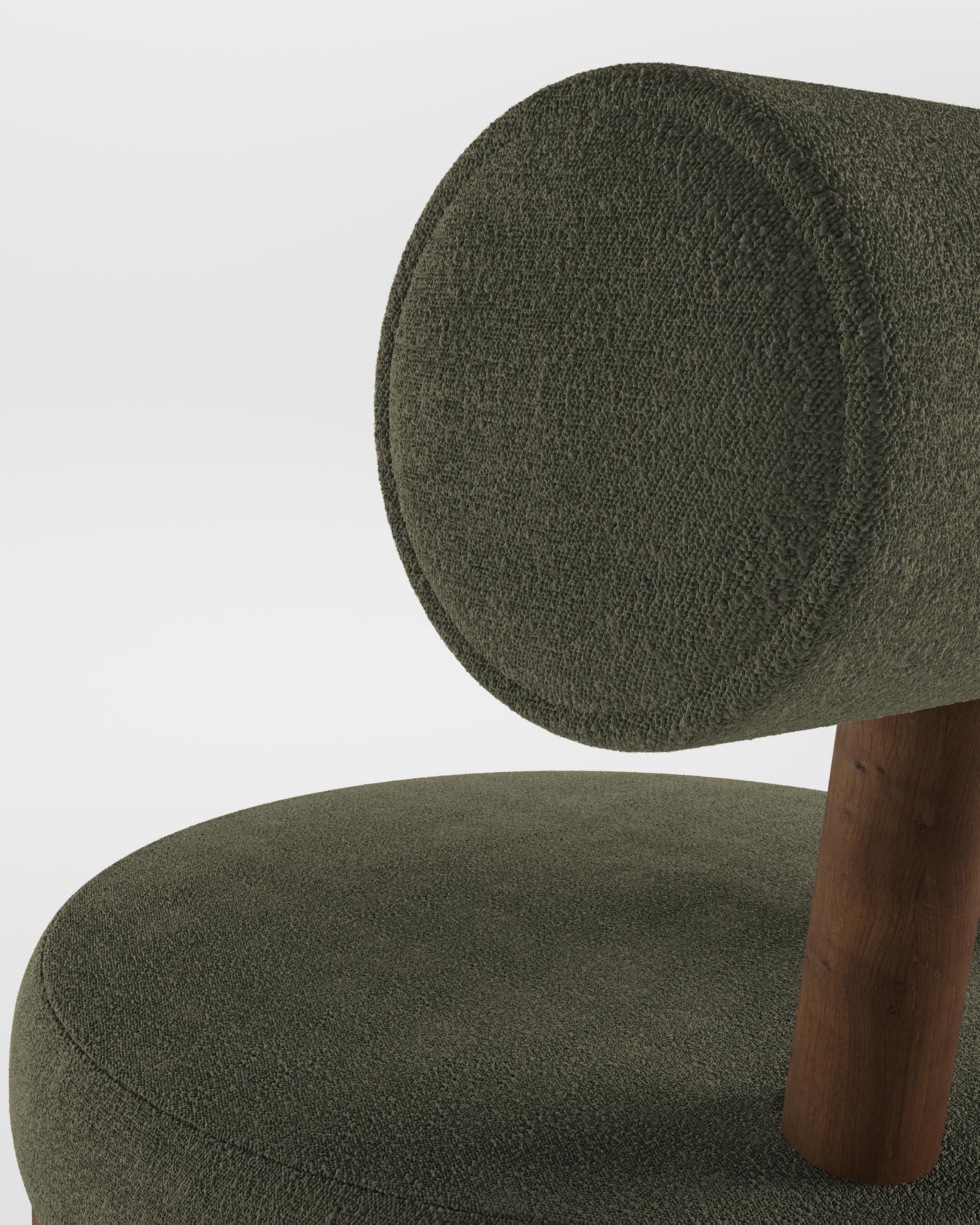 Modern Moca Chair in Boucle Olive & Smoked Oak by Collector In New Condition For Sale In Castelo da Maia, PT