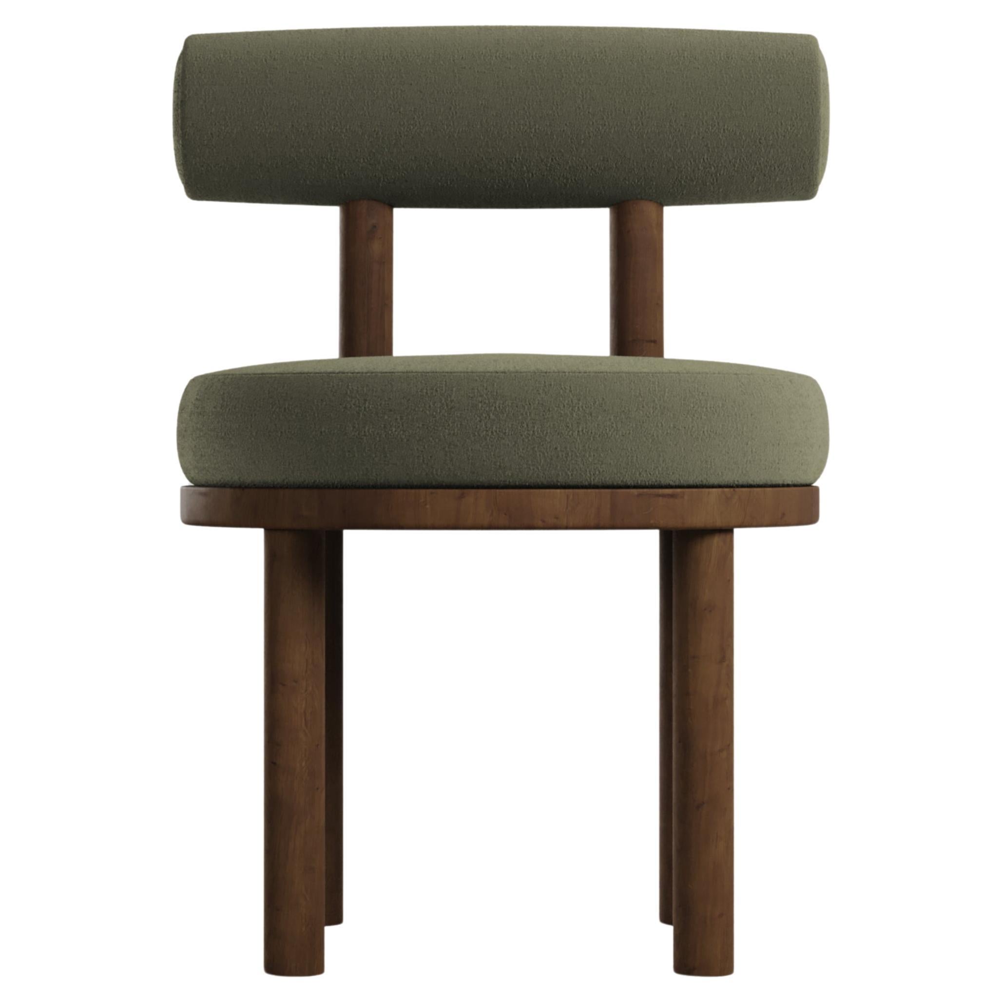 Modern Moca Chair in Boucle Olive & Smoked Oak by Collector For Sale