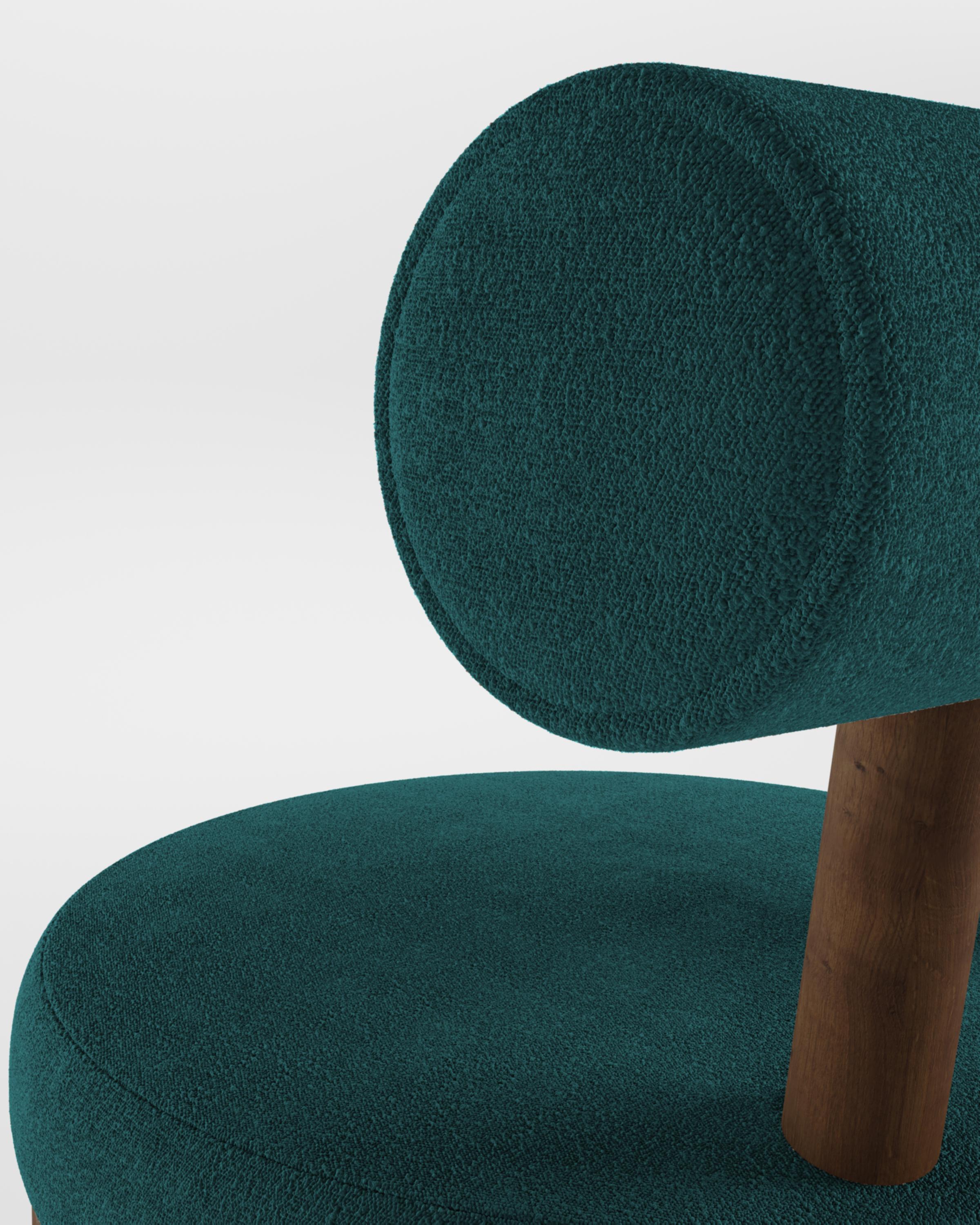 Modern Moca Chair in Boucle Teal & Smoked Oak by Collector In New Condition For Sale In Castelo da Maia, PT
