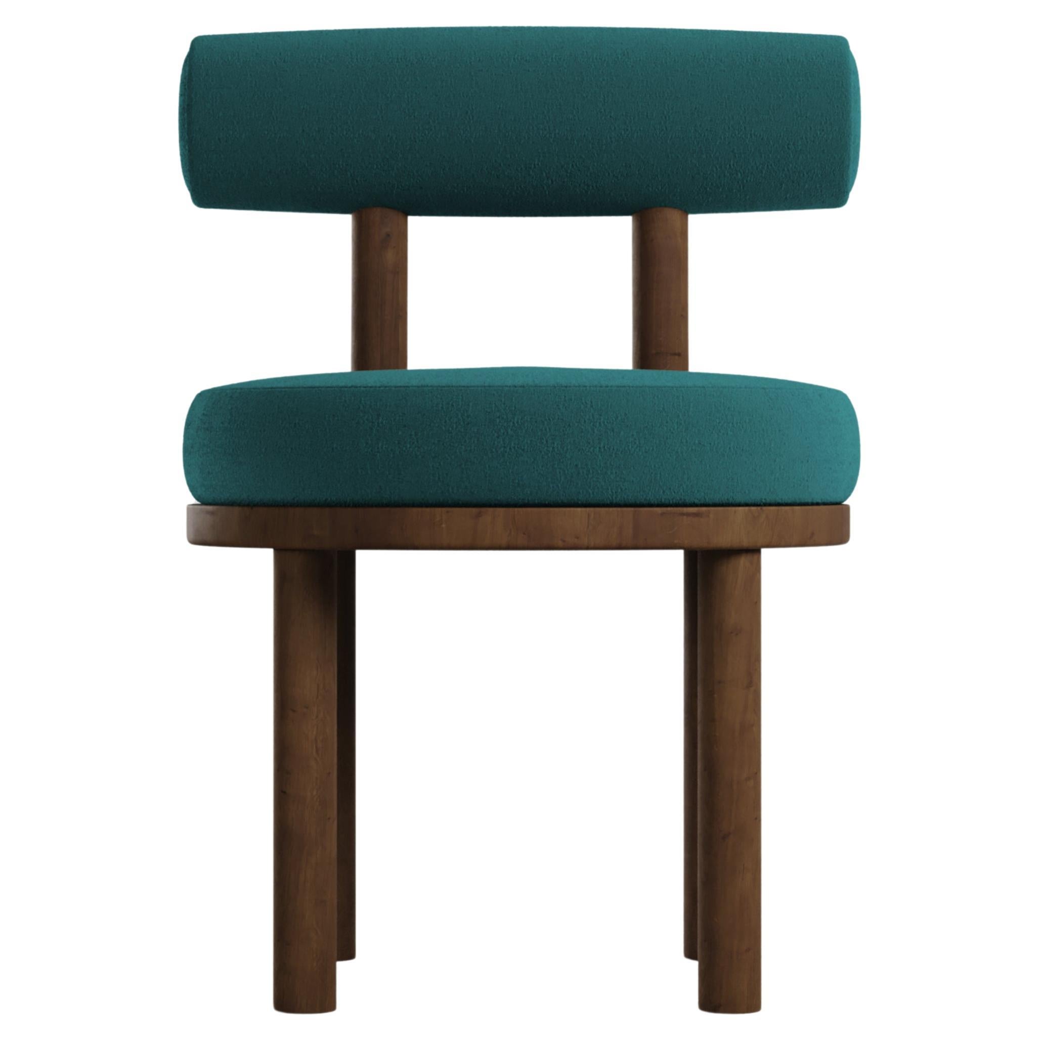 Modern Moca Chair in Boucle Teal & Smoked Oak by Collector For Sale