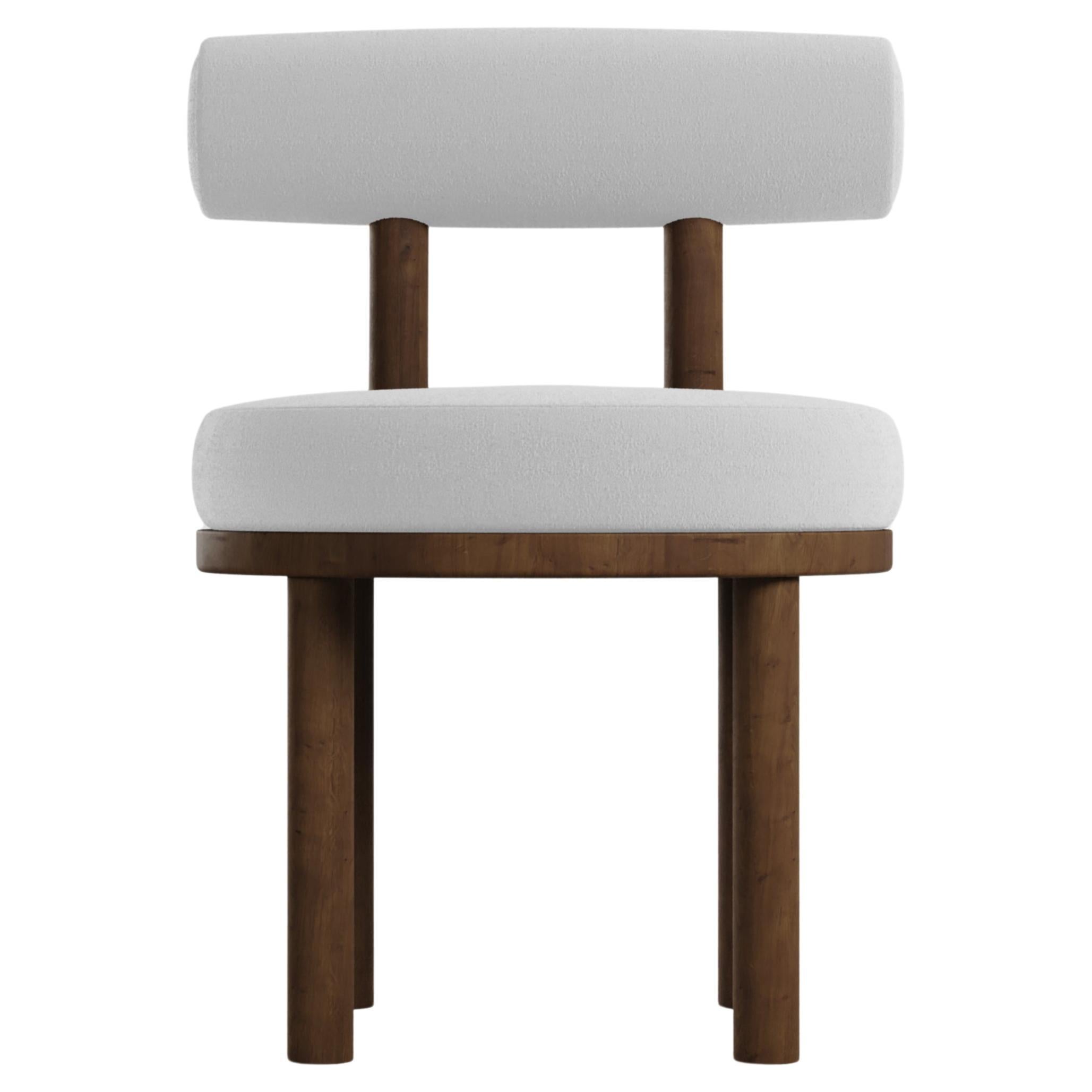 Modern Moca Chair in Boucle White and Smoked Oak by Collector