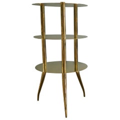 Modern Modular Bookcase 'Nibiru' with Circular Shelves in Brass