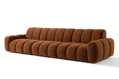 Modern Modular Sofa by Moanne, Brown Velvet Upholstery, Temple