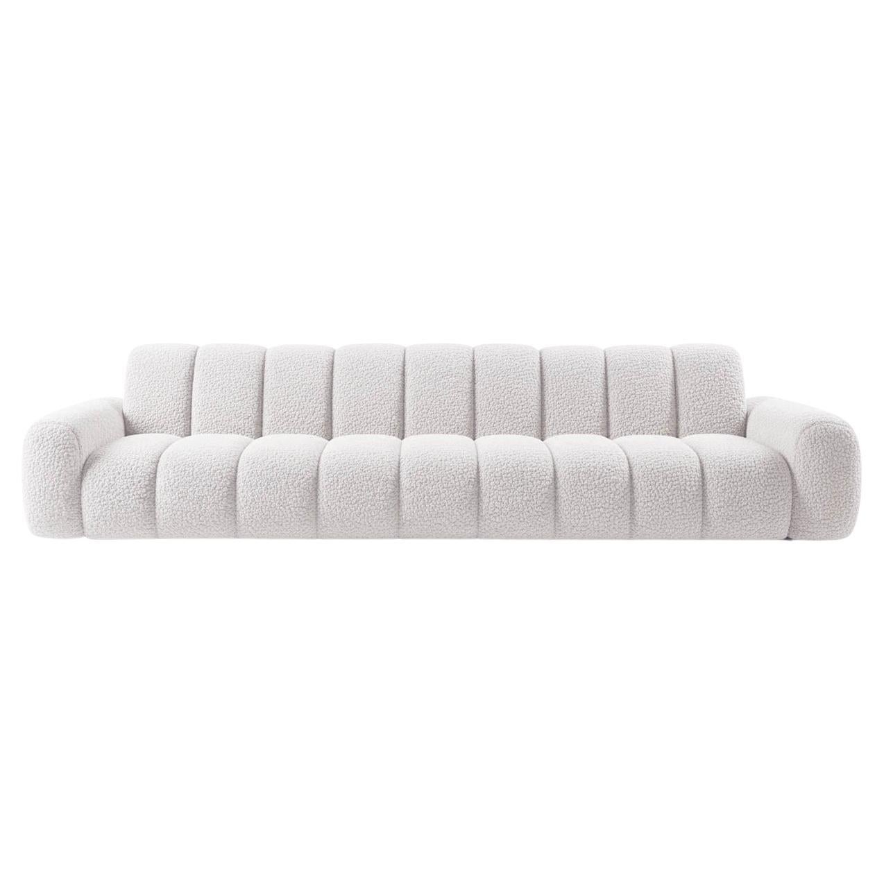 Modern Modular Sofa by Moanne, White Shearling Upholstery, Temple