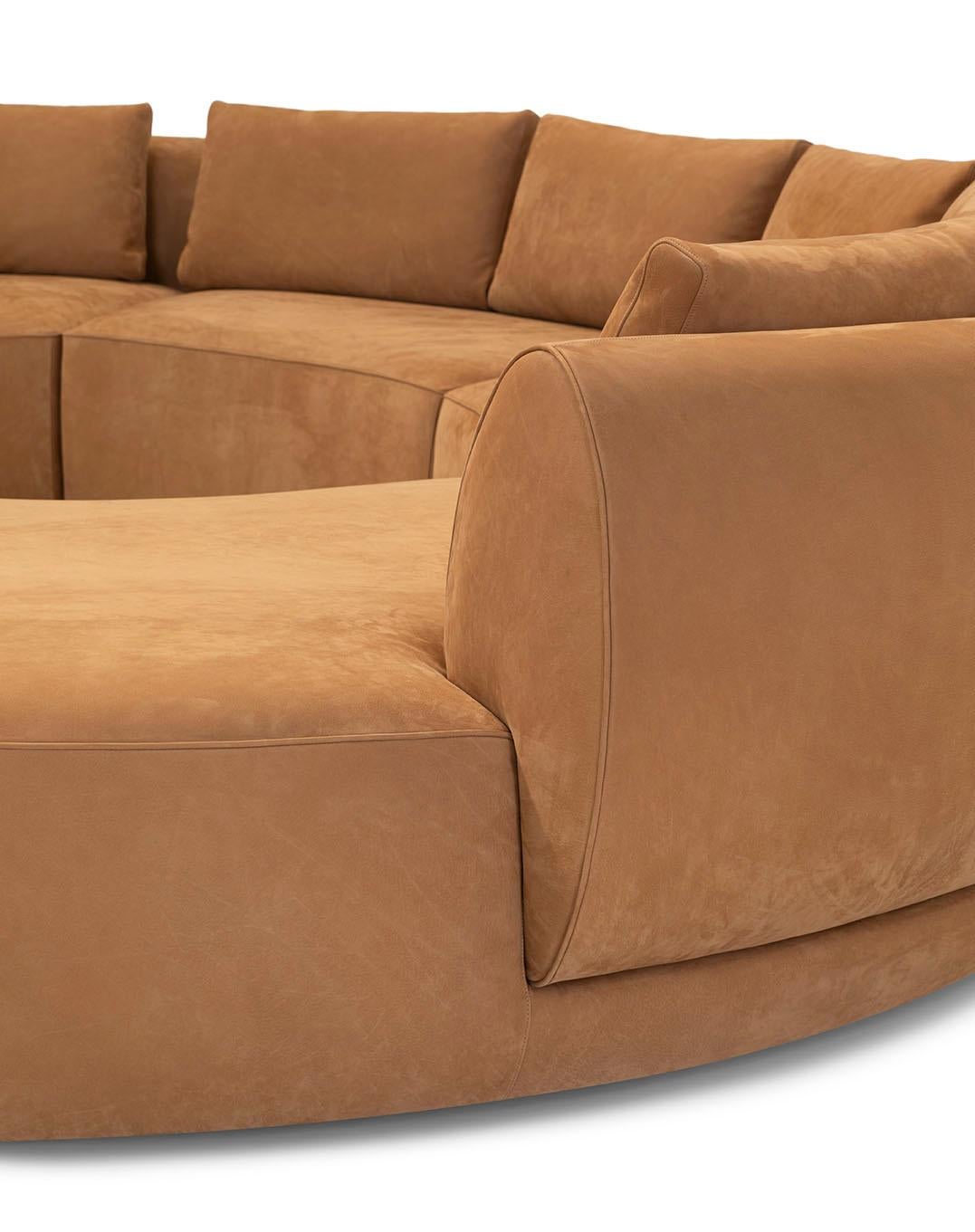 Contemporary Modern Modular Sofa Frame Made in Wood Leather Customisable For Sale