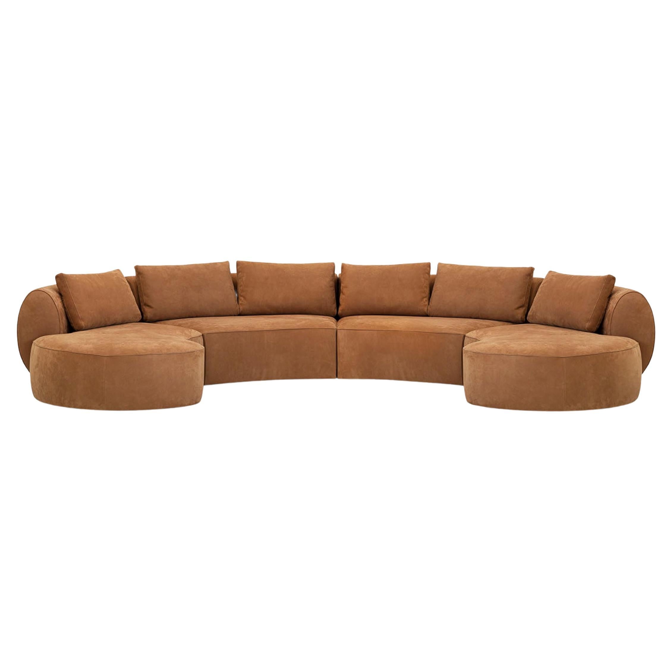 Modern Modular Sofa Frame Made in Wood Leather Customisable For Sale