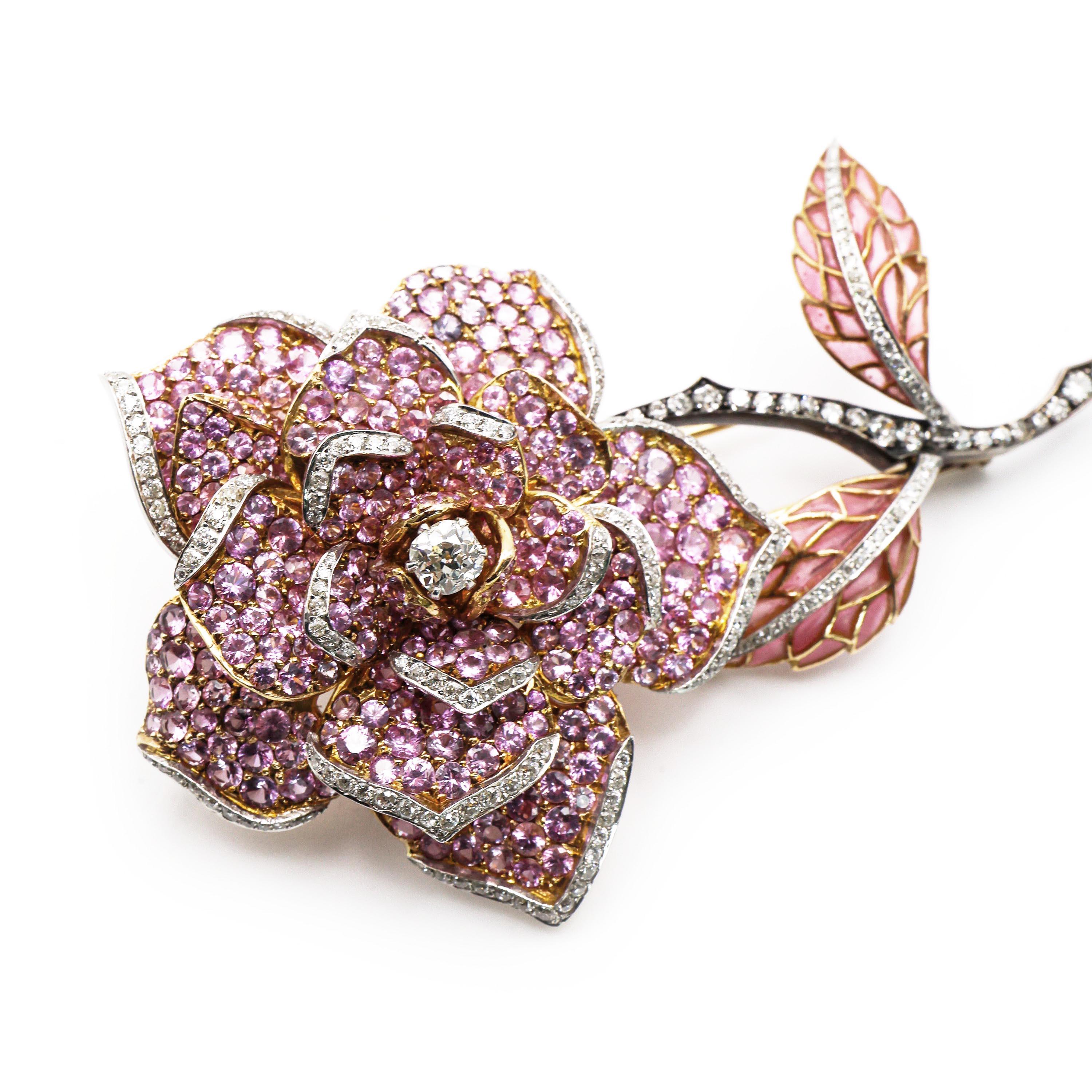 De las mujeres Moderno Conjunto de Broche y Pendientes Moira Rosa de Zafiro Rosa y Diamante en Oro y Plata en venta
